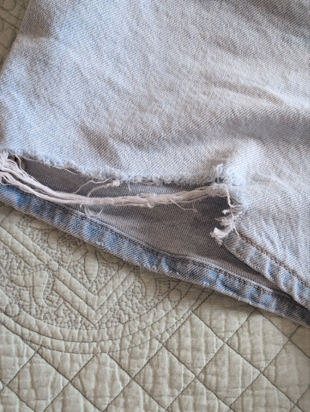 American Eagle Outfitters Pale Blue Distressed Denim Shorts - Picture 5 of 9